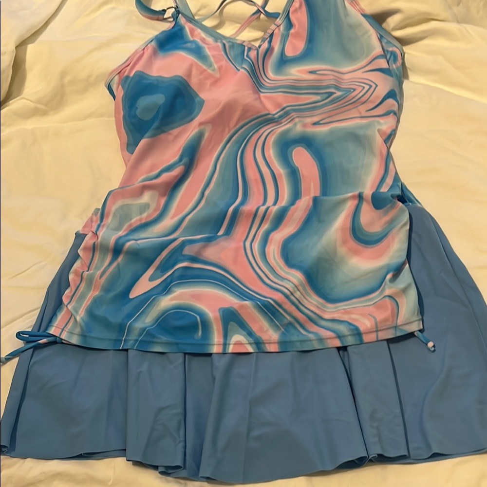 Vibrant Swirl Tank and Skirt Set